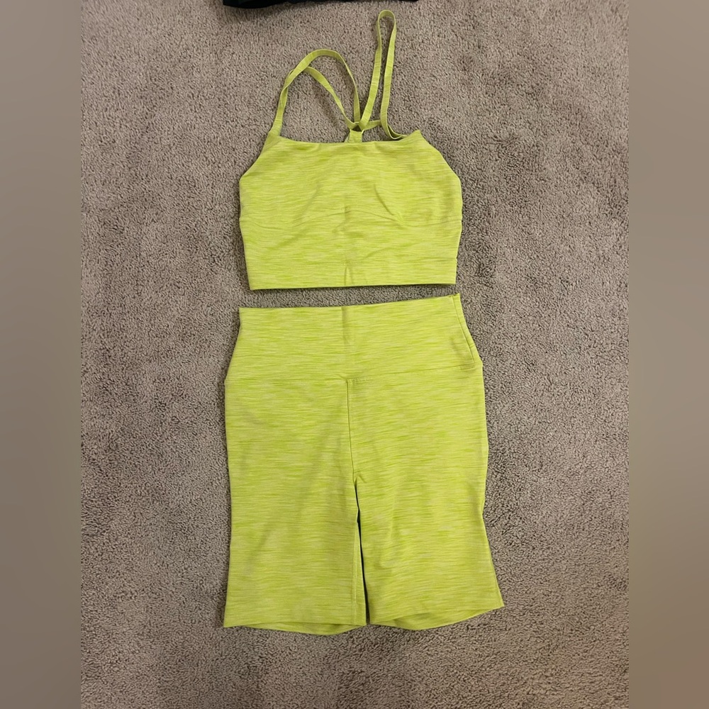 Outdoor voices free form biker shirt and crop top set